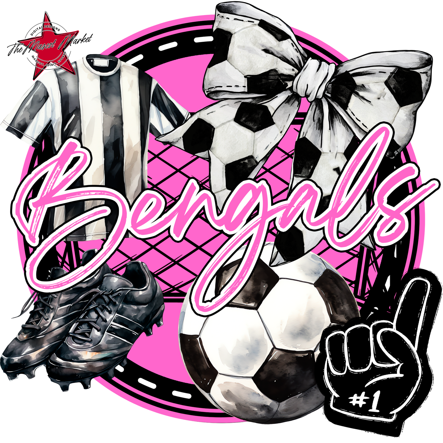 Bengals Circle Soccer Design-Baby Pink