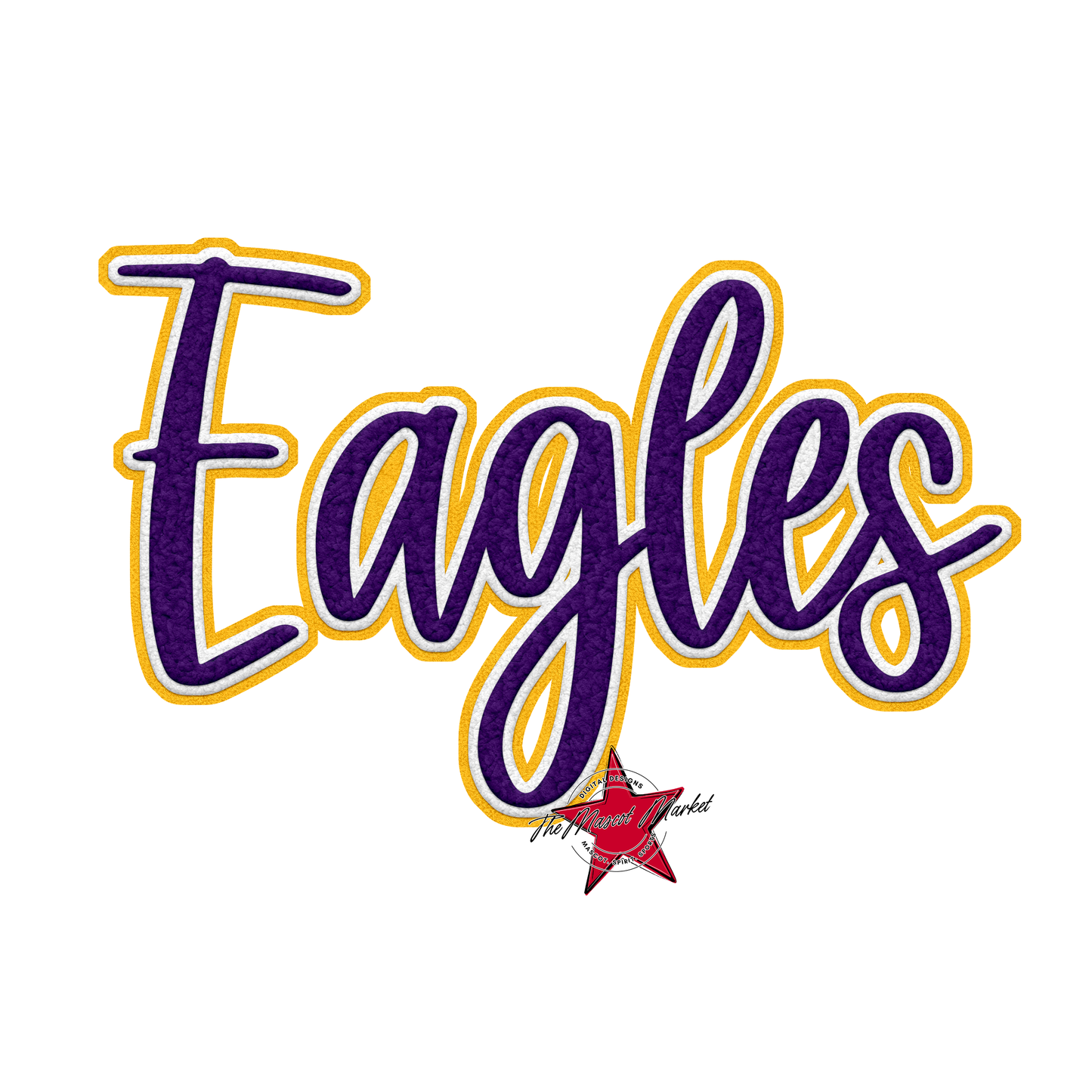 Eagles Faux Chenille Patch-Purple-Yellow