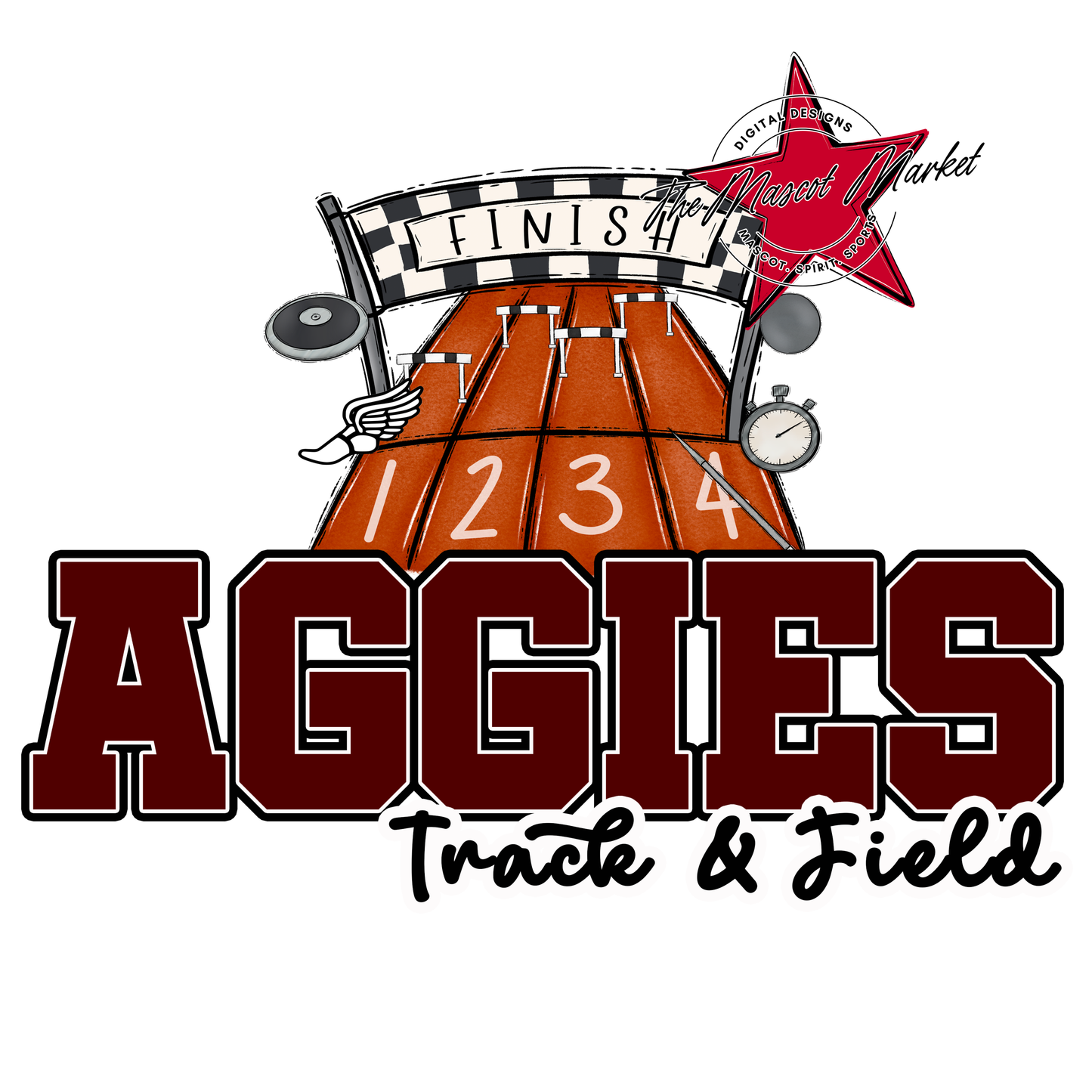 Aggies Varsity Track & Field Design-Maroon