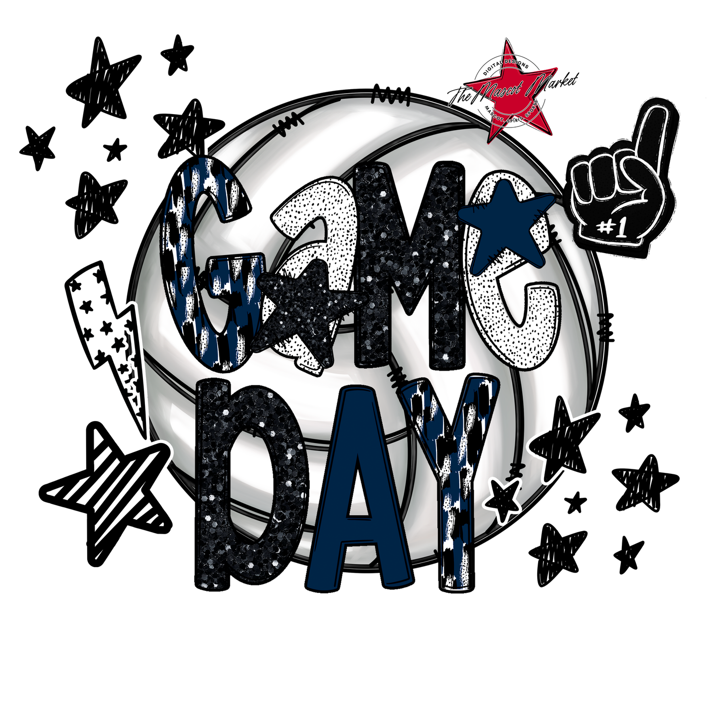 Volleyball Game Day Scrape-Navy