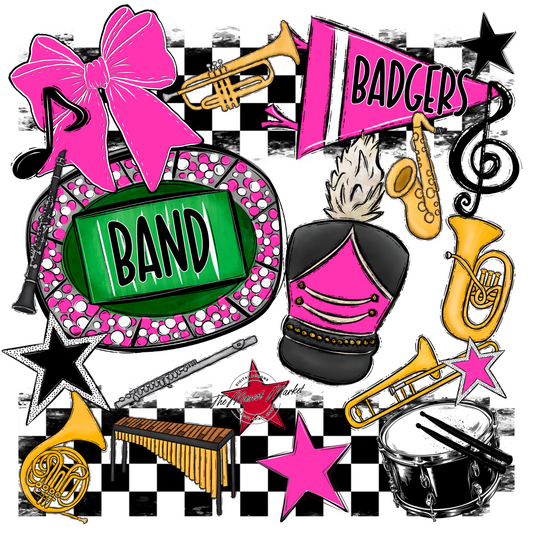 Badgers Band Checkers Design-Pink