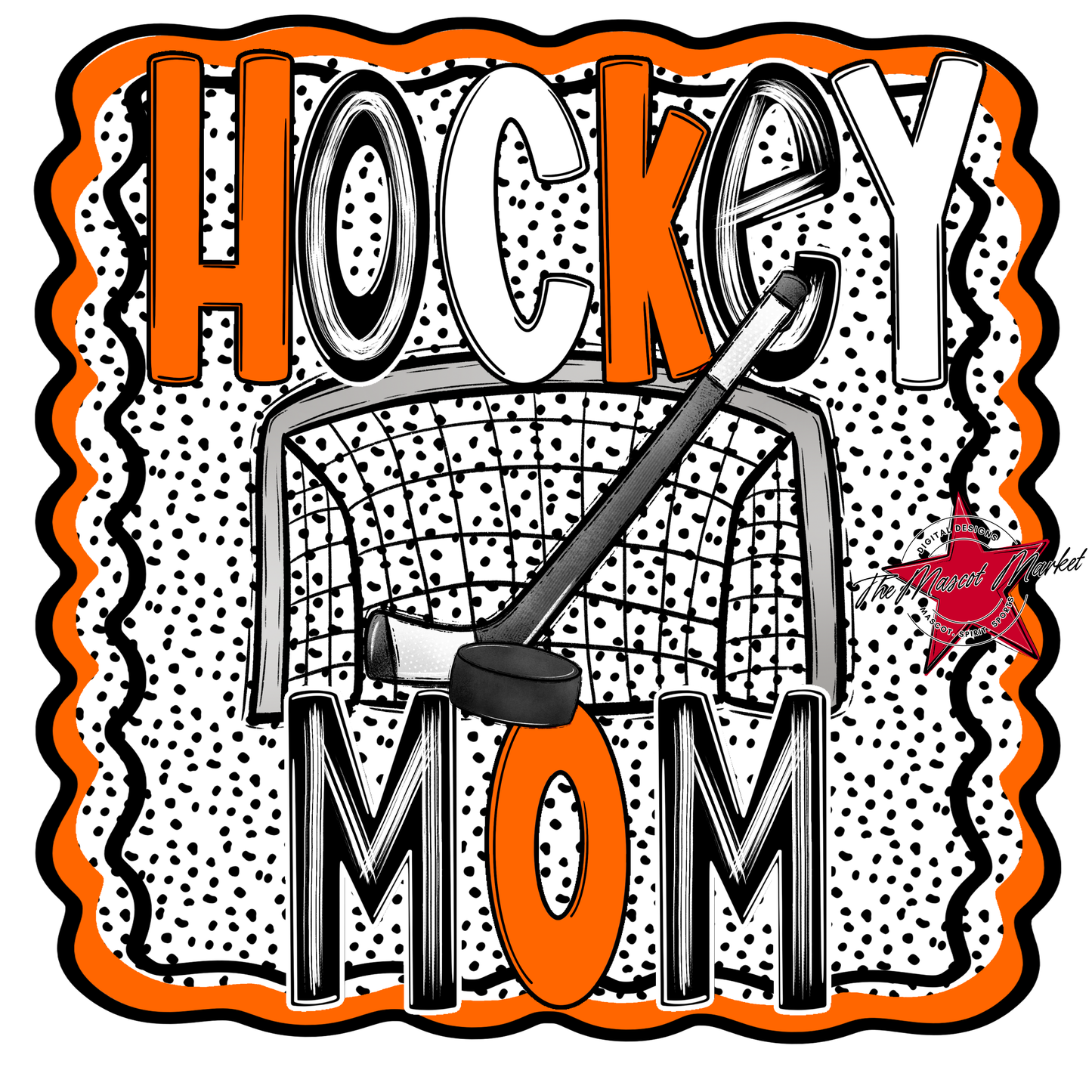 Hockey Mom Dot Design-Orange