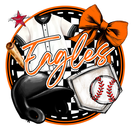 Eagles Circle Baseball Design-Orange
