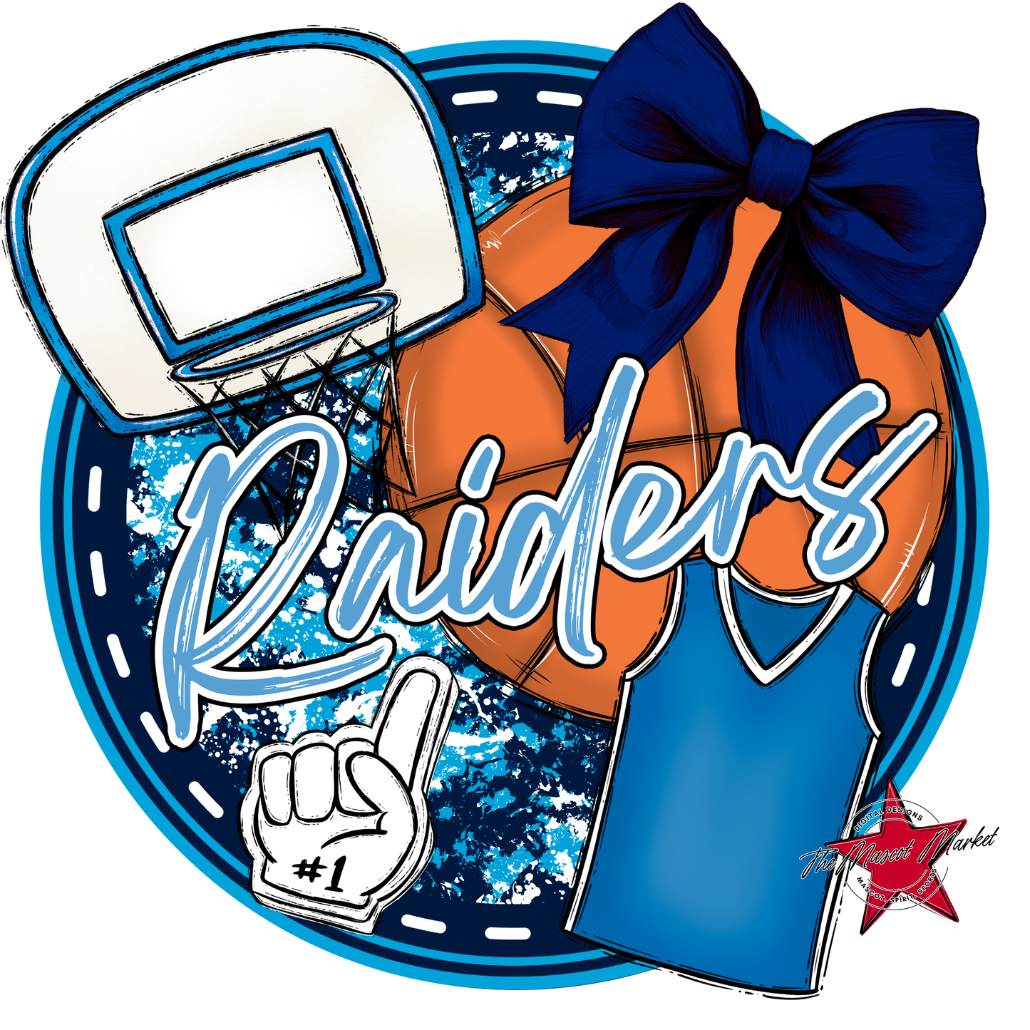 Raiders Circle Basketball Design-Navy-Carolina Blue
