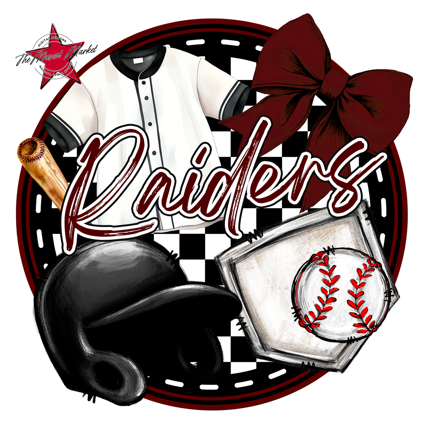 Raiders Circle Baseball Design-Maroon