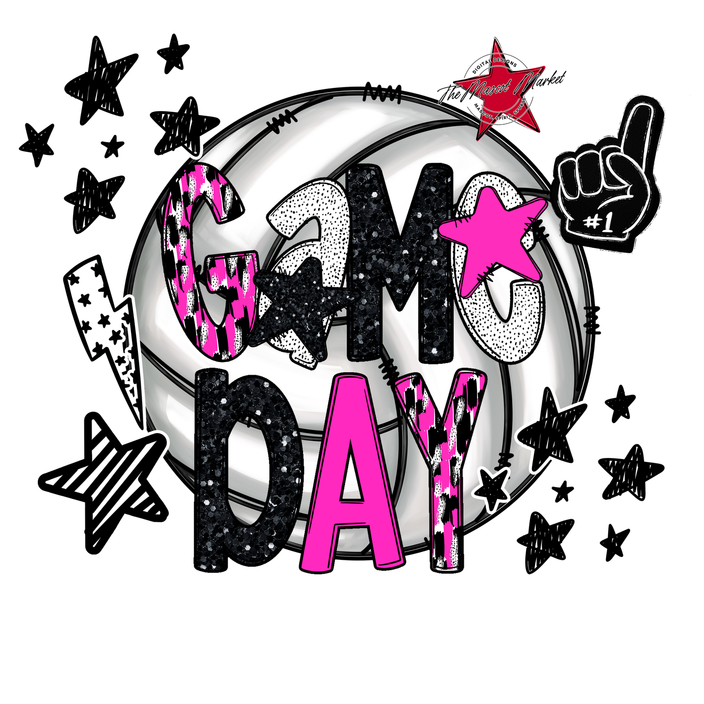 Volleyball Game Day Scrape-Pink