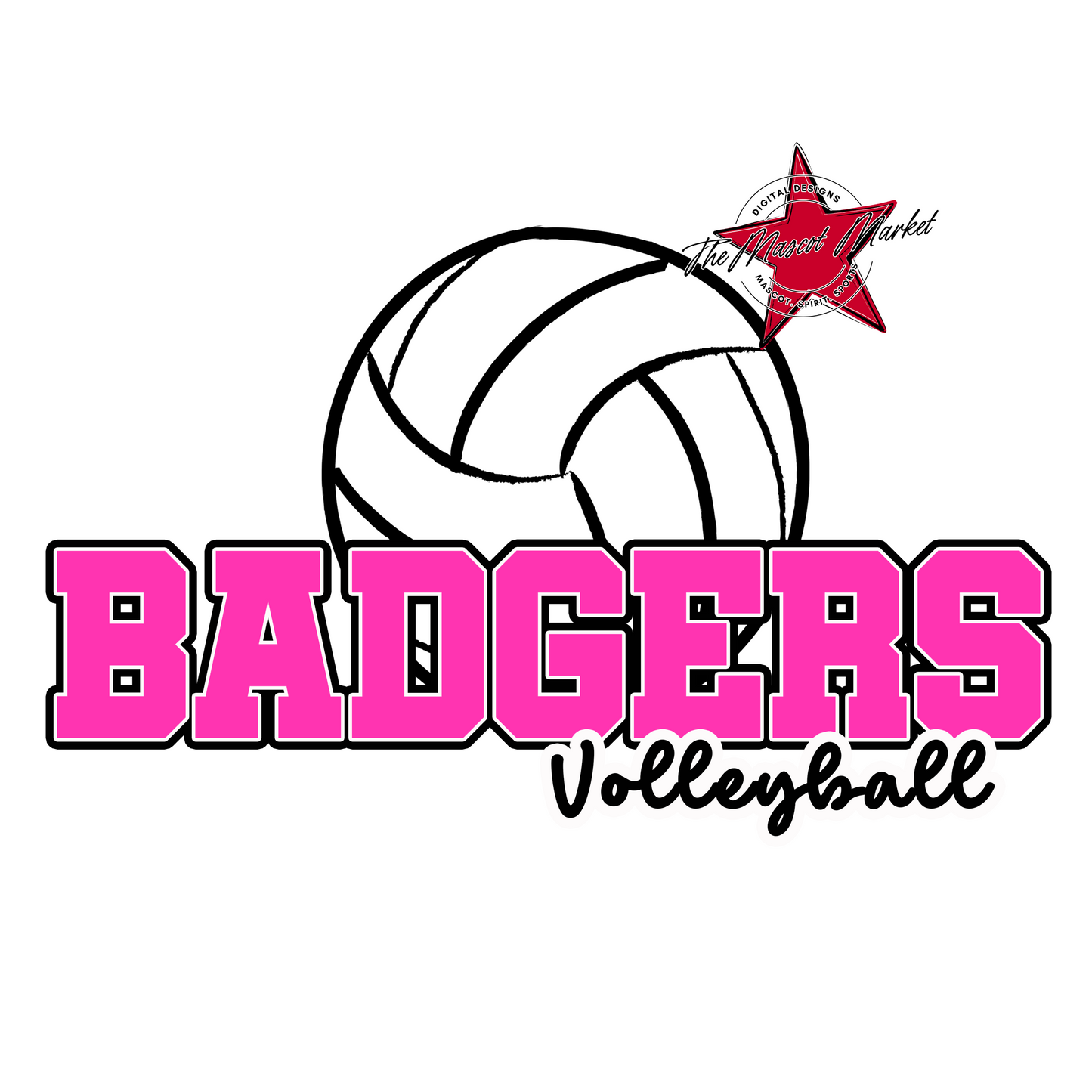 Badgers Volleyball Design-Pink