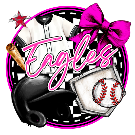 Eagles Circle Baseball Design-Pink