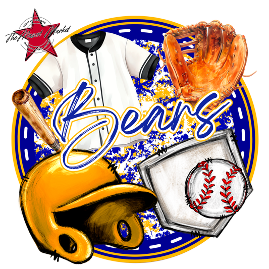 Bears Circle Baseball Design-Blue-Yellow