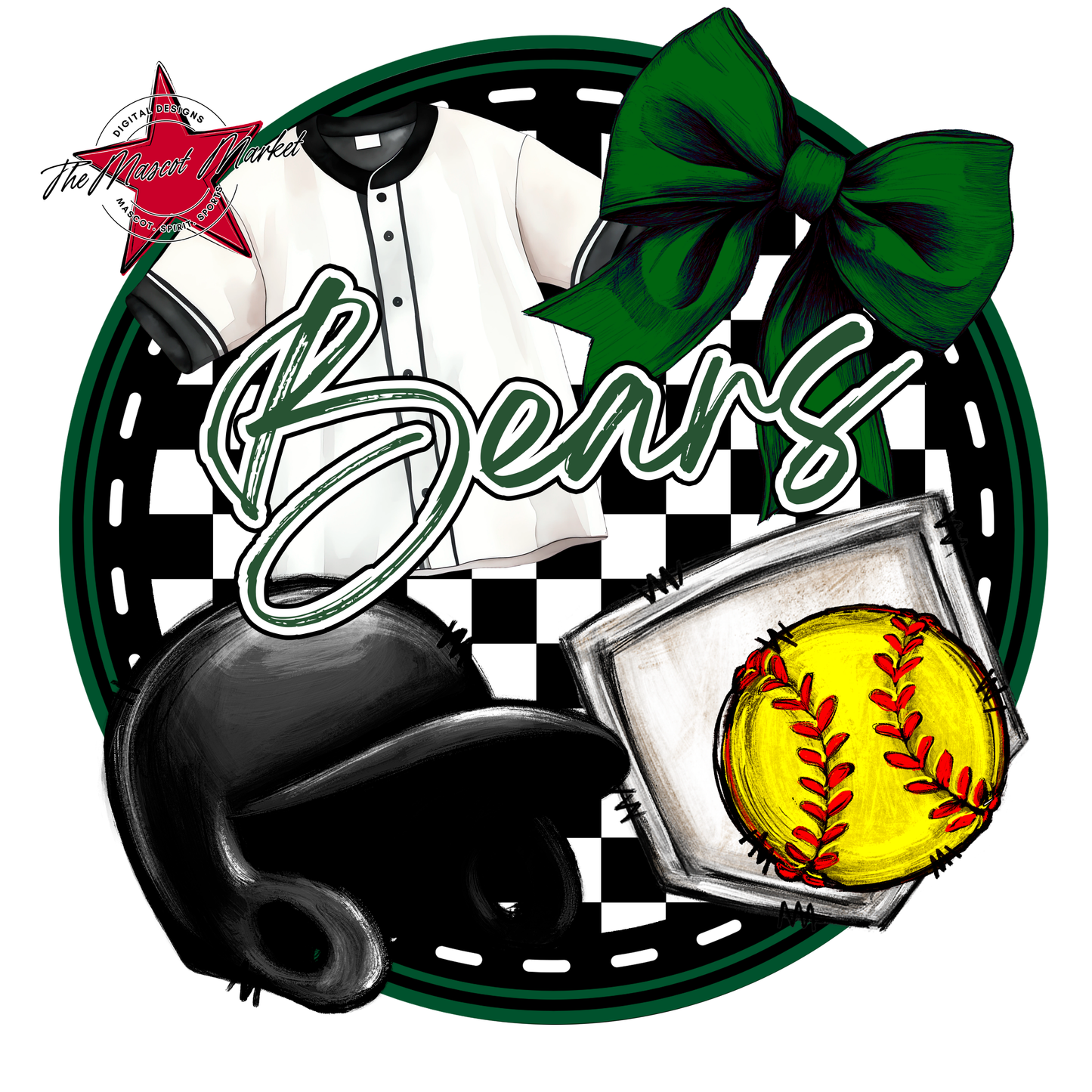 Bears Circle Softball Design-Green