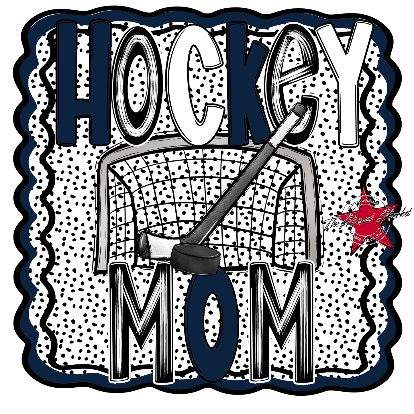 Hockey Mom Dot Design-Navy
