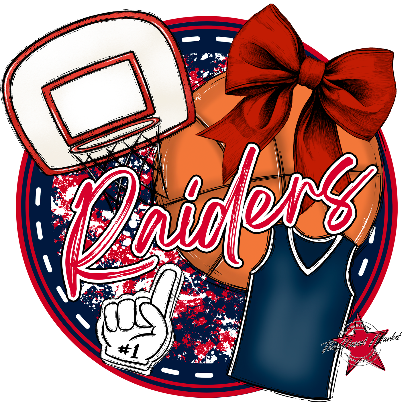 Raiders Circle Basketball Design-Navy-Red