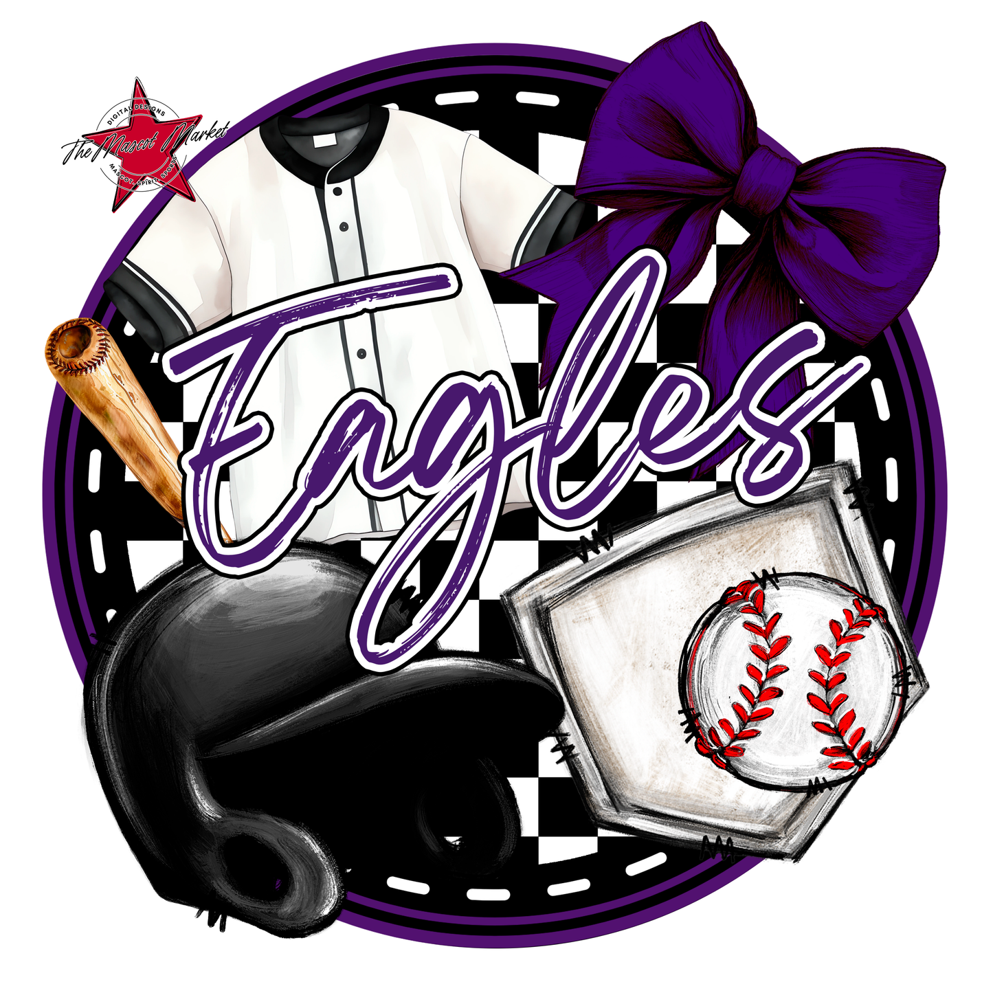 Eagles Circle Baseball Design-Purple
