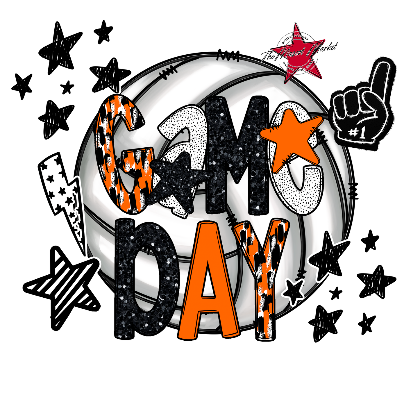 Volleyball Game Day Scrape-Orange