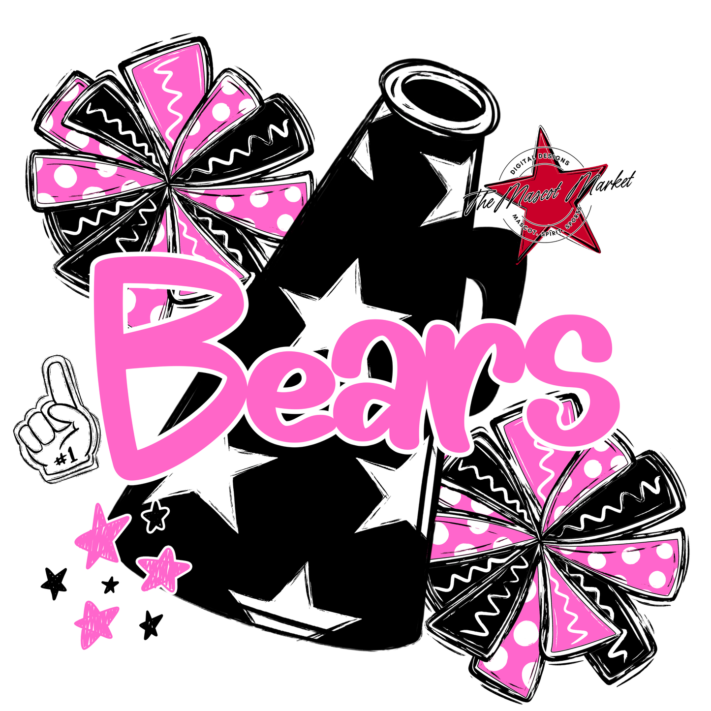 Bears Megaphone Alpha Design-Baby Pink