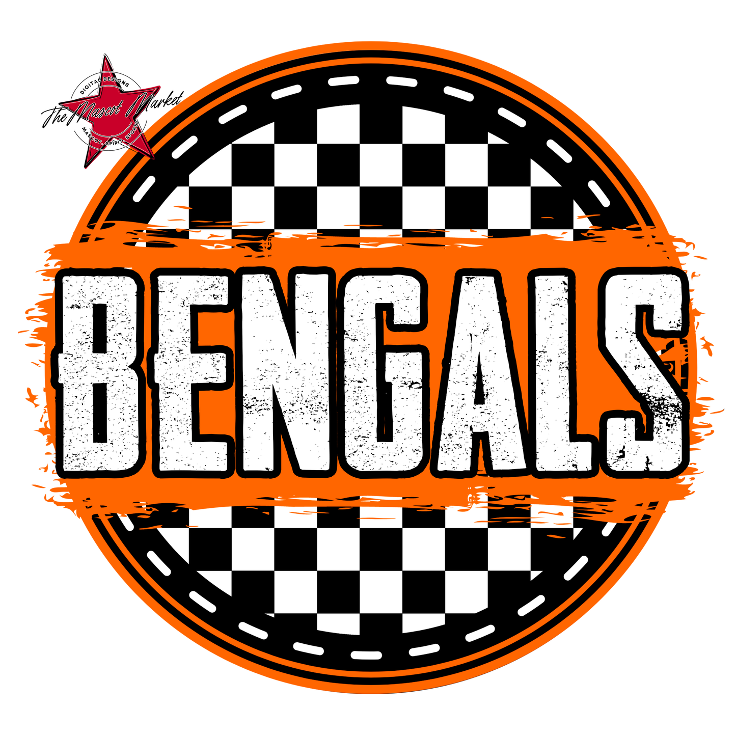 Bengals Circle Frame w Middle-Orange