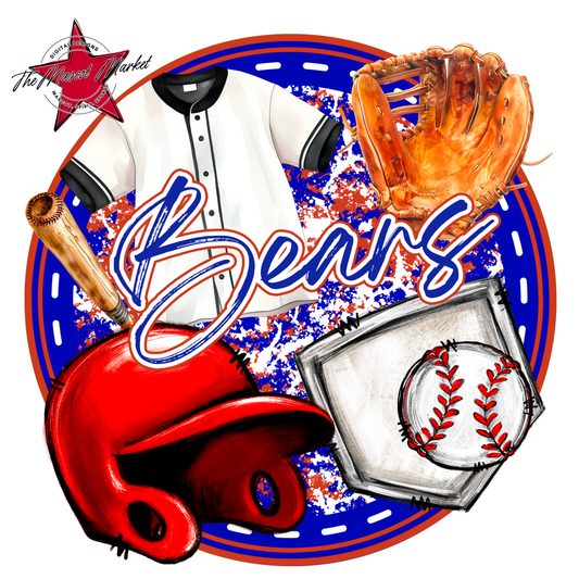 Bears Circle Baseball Design-Blue-Red