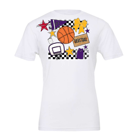 Basketball Checkers Spirit Design-Purple-Yellow