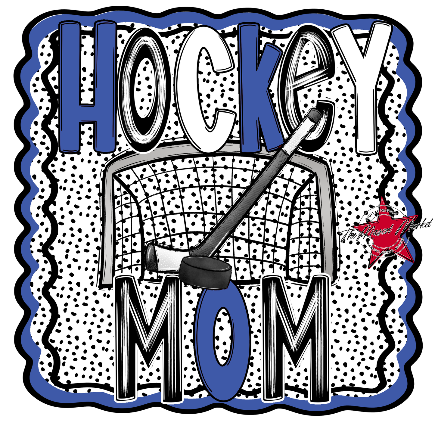 Hockey Mom Dot Design-Off Blue