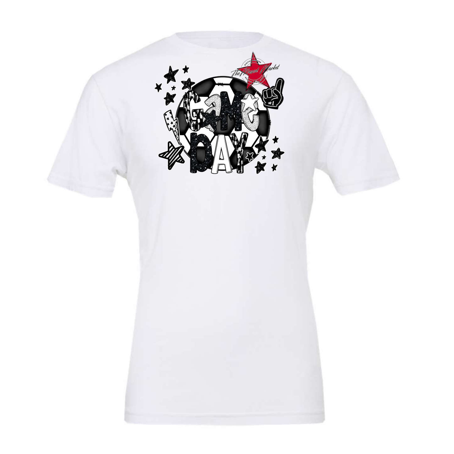 Game Day Scrape Soccer Design-Black & White