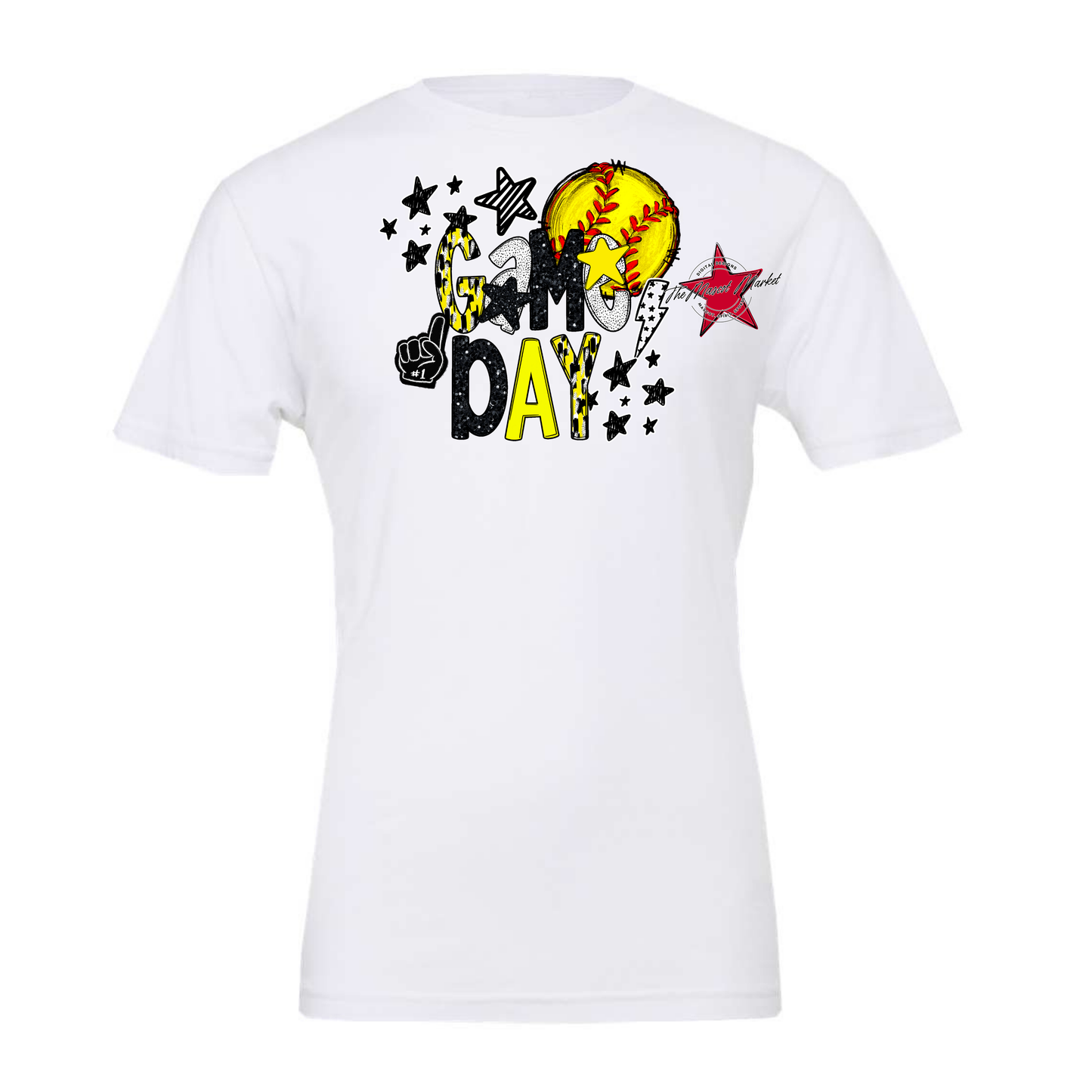 Game Day Softball Scrape Design-Bright Yellow