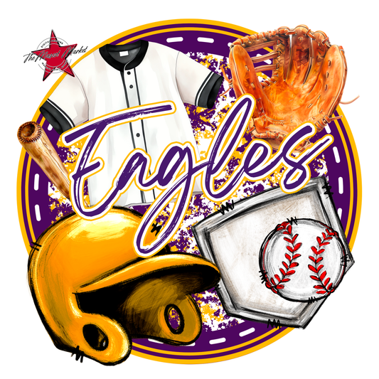 Eagles Circle Baseball Design-Purple-Yellow