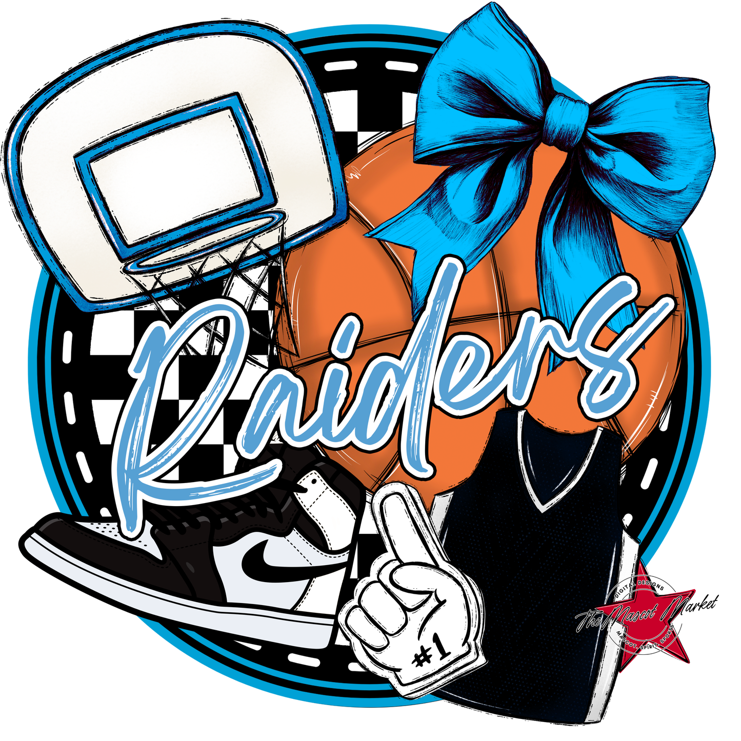 Raiders Circle Basketball Design-Carolina Blue
