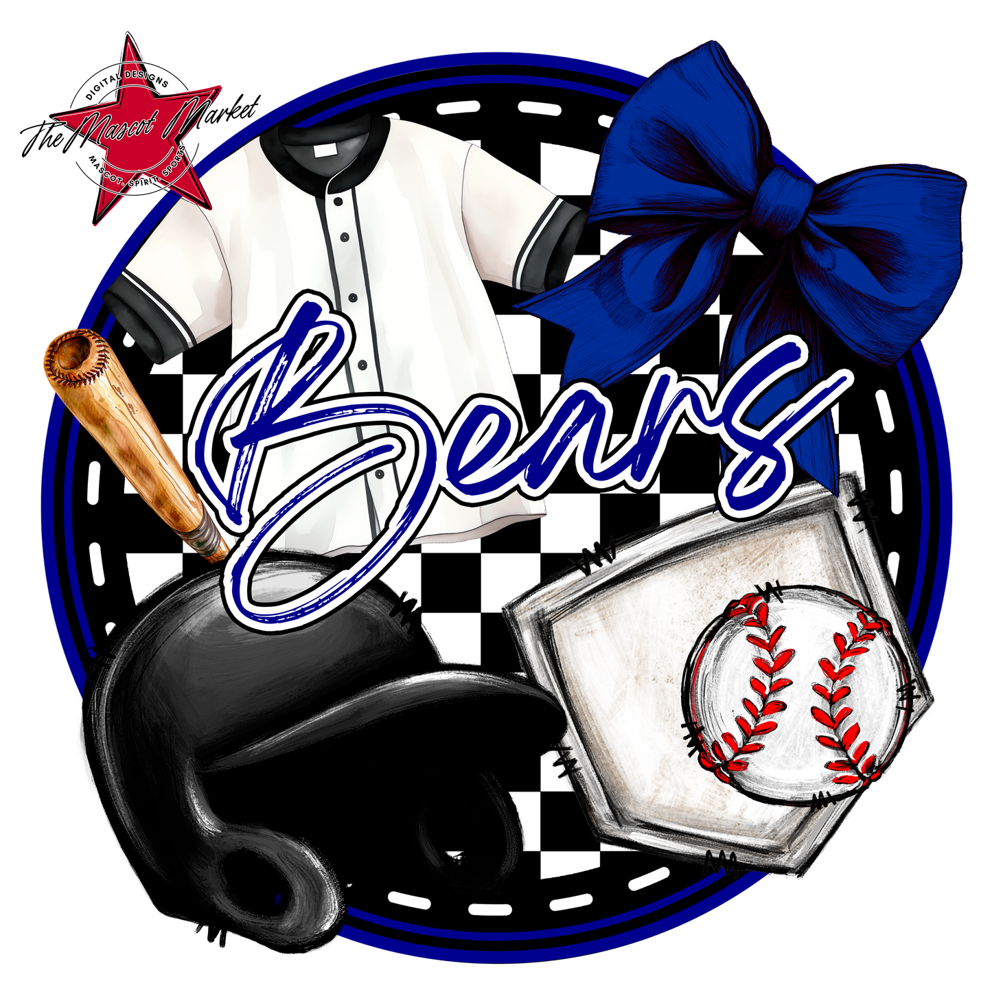 Bears Circle Baseball Design-Blue