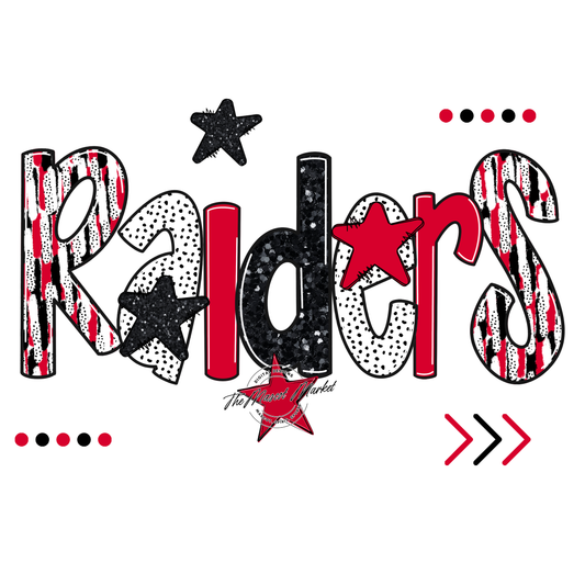 Raiders Brushstroke Alpha w Arrows-Red