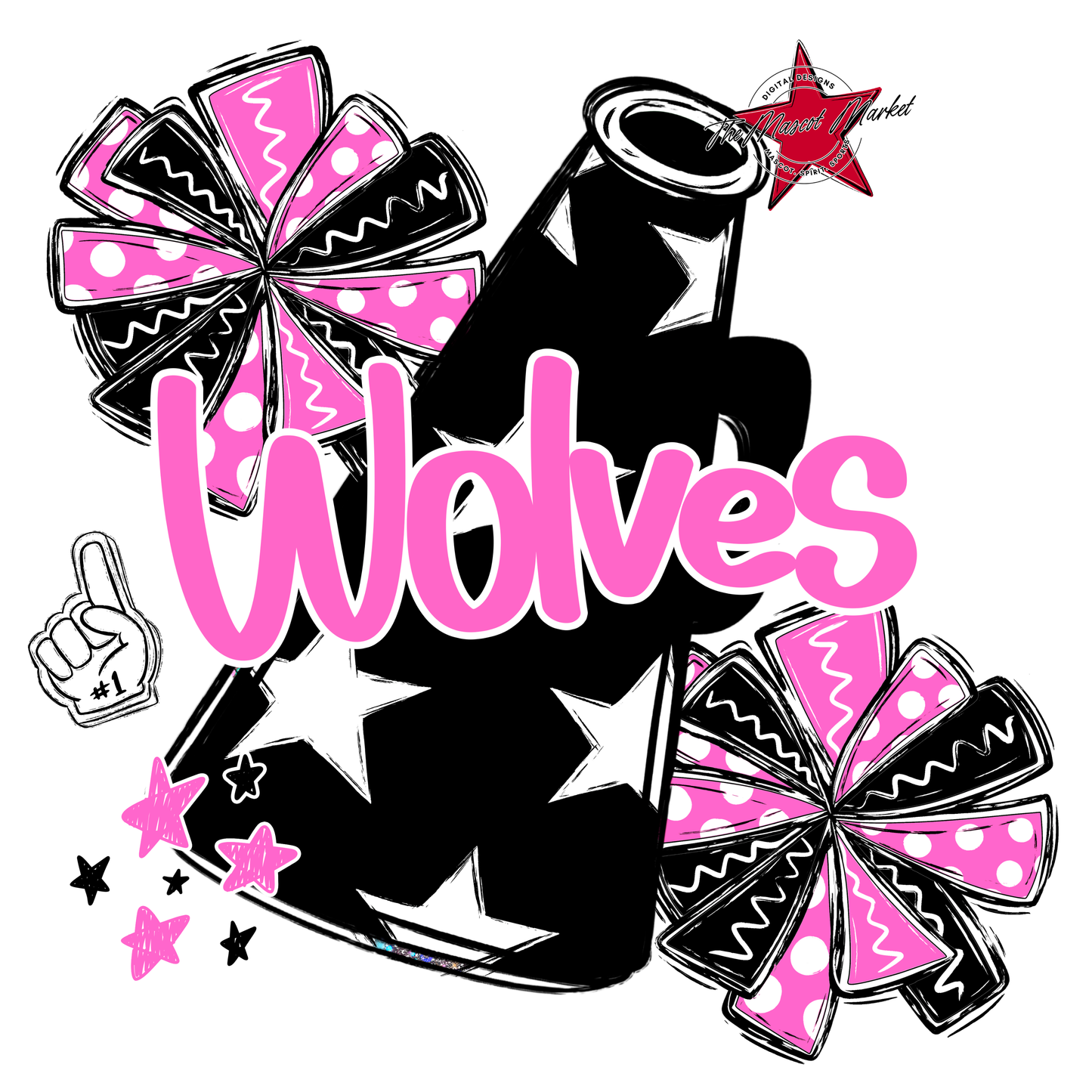Wolves Alpha Megaphone Design-Baby Pink