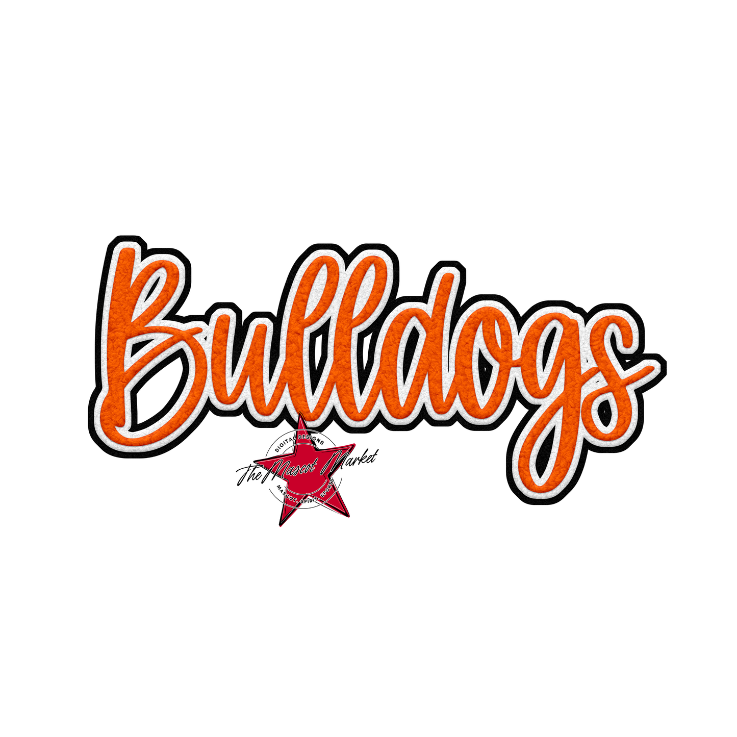 Bulldogs Faux Chenille Patch-Orange