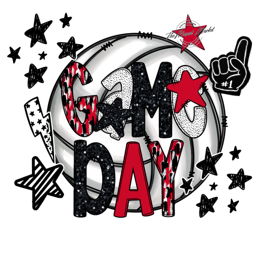 Volleyball Game Day Scrape-Red