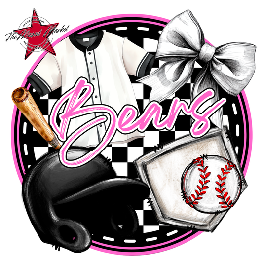 Bears Circle Baseball Design-Baby Pink