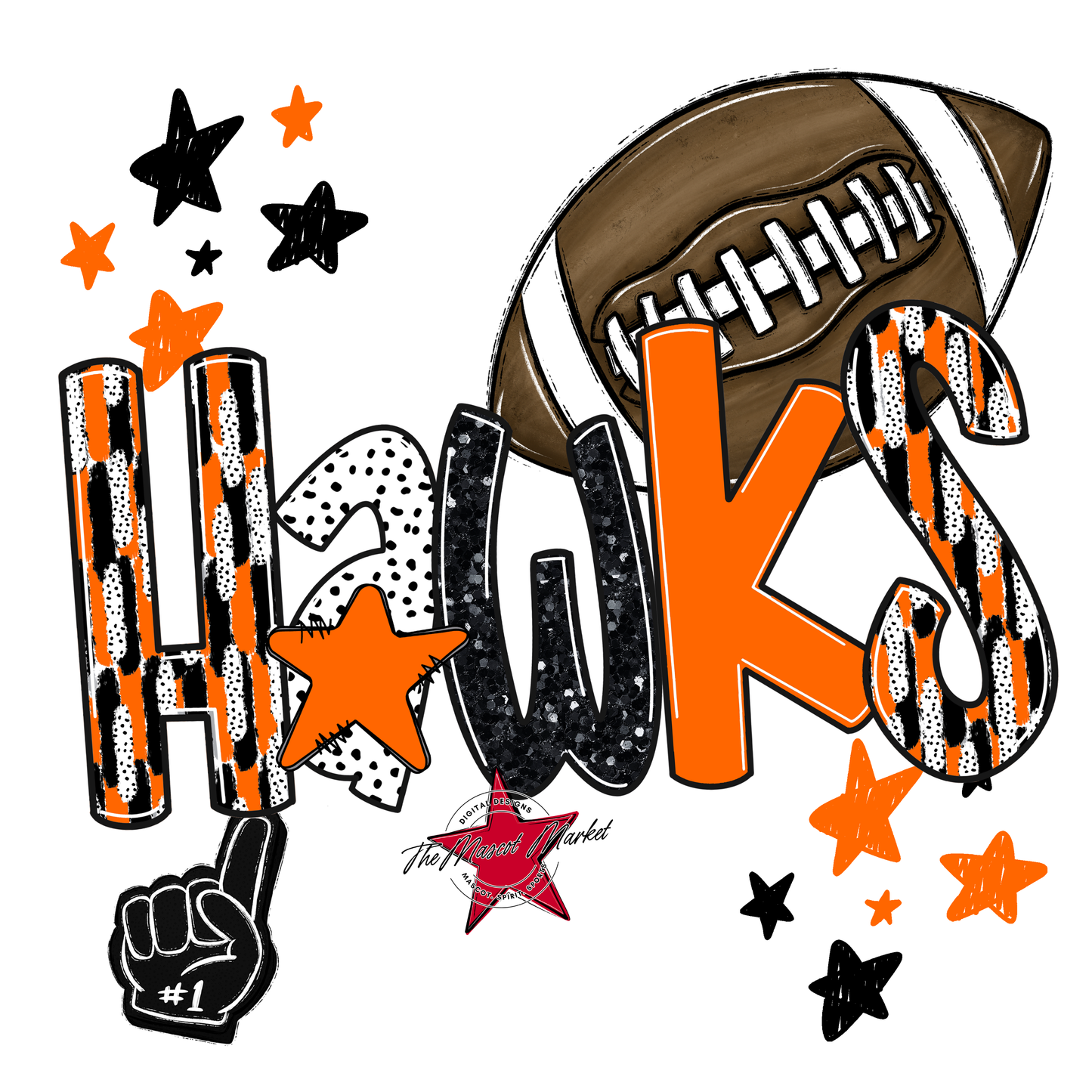 Hawks Football Scrape-Orange