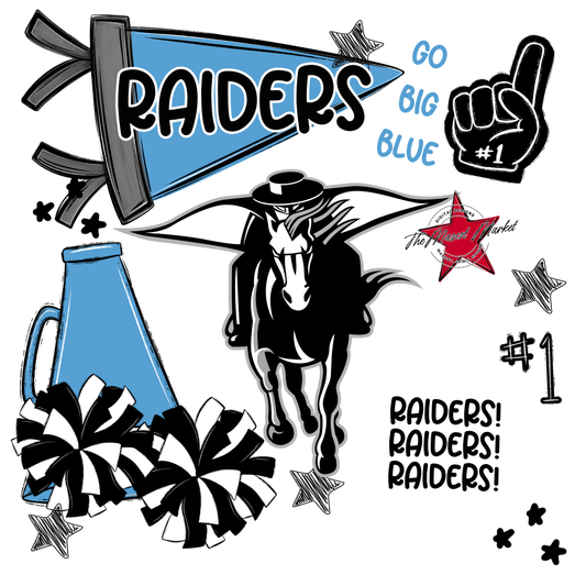 Raiders Mascot Spirit Design 2-Carolina Blue