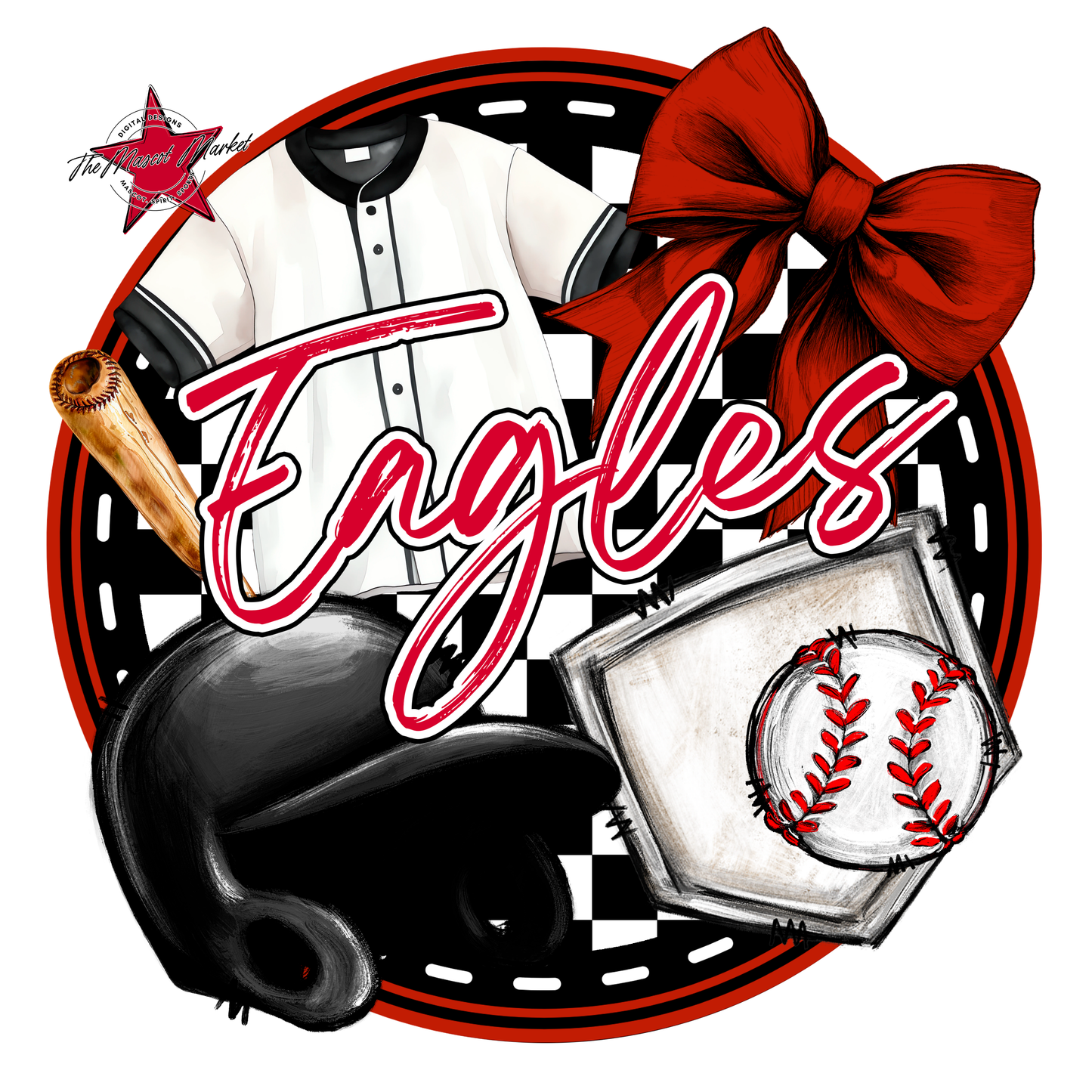 Eagles Circle Baseball Design-Red