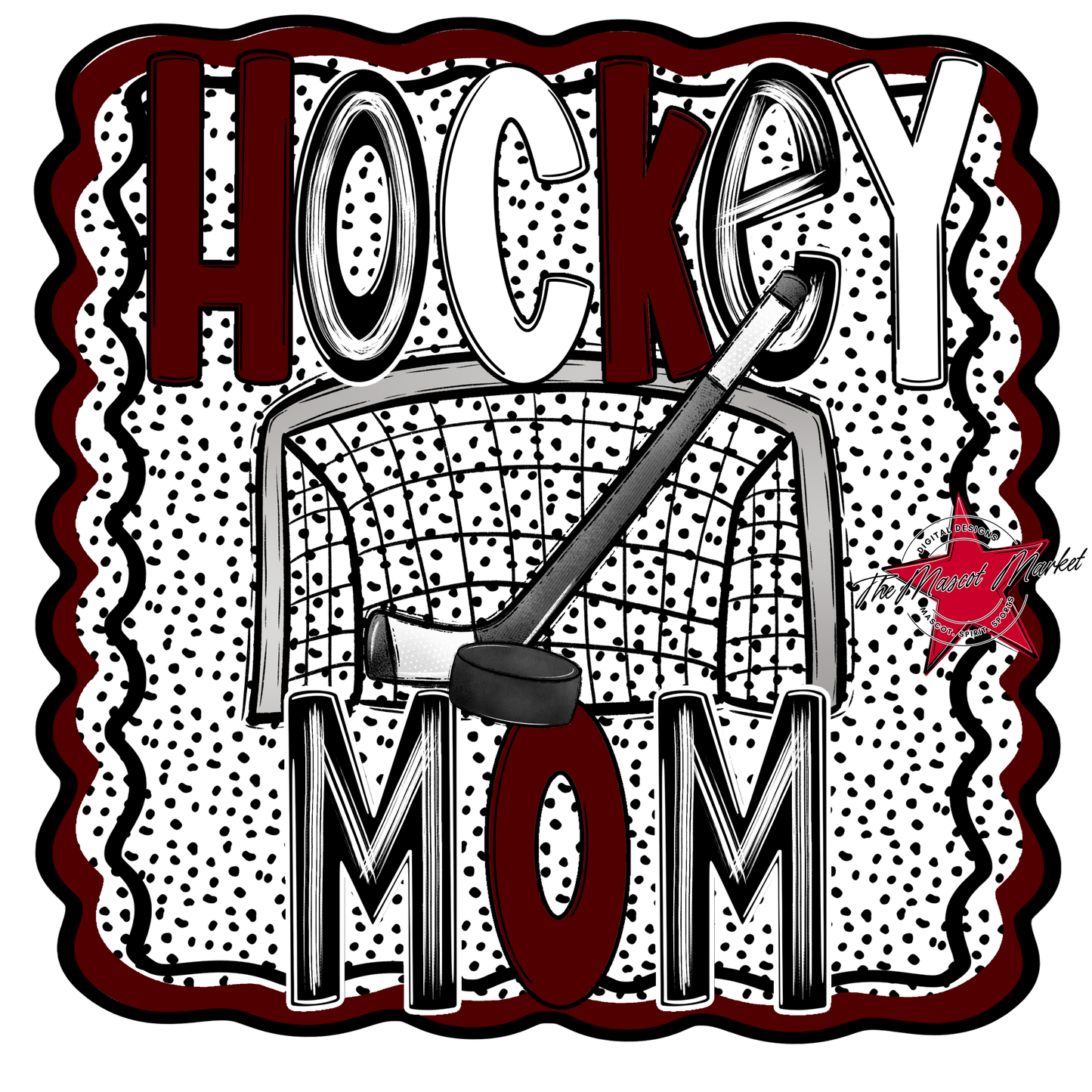 Hockey Mom Dot Design-Maroon