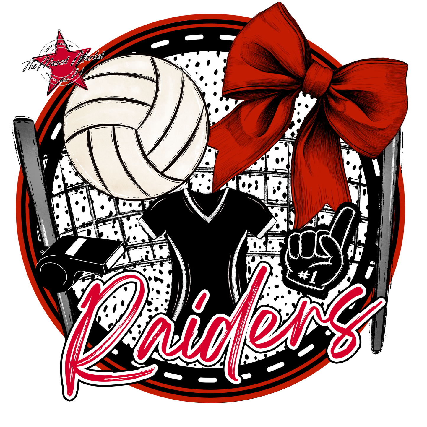 Raiders Circle Volleyball Design-Red