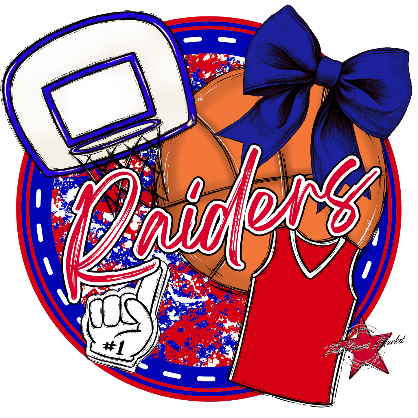 Raiders Circle Basketball Design-Red-Blue