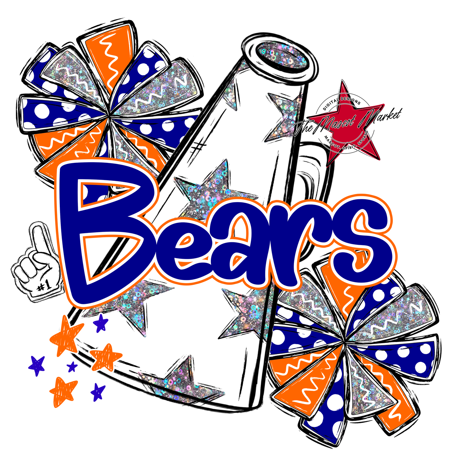 Bears Megaphone Alpha Design-Blue-Orange