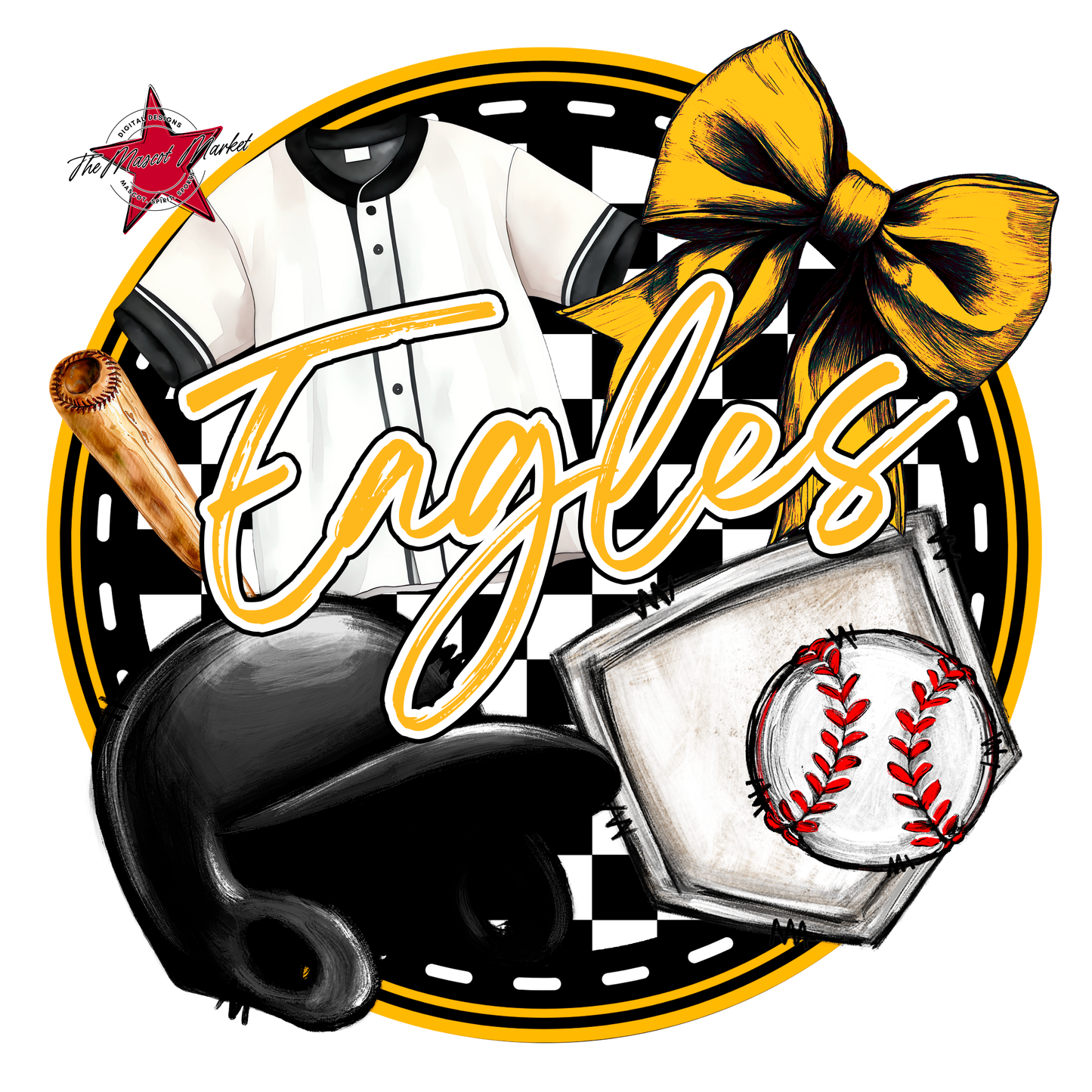 Eagles Circle Baseball Design-Yellow