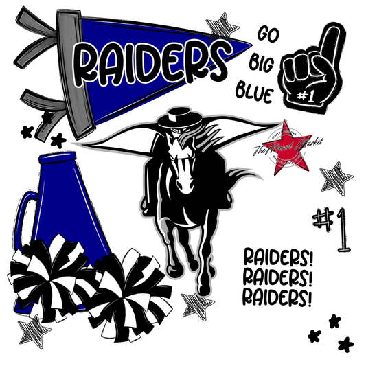 Raiders Mascot Spirit Design 2-Blue