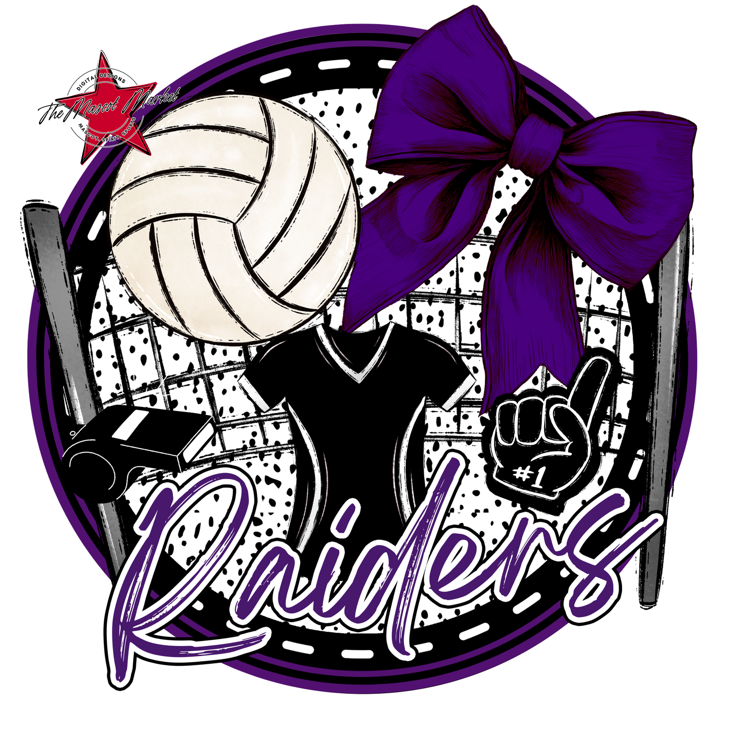 Raiders Circle Volleyball Design-Purple