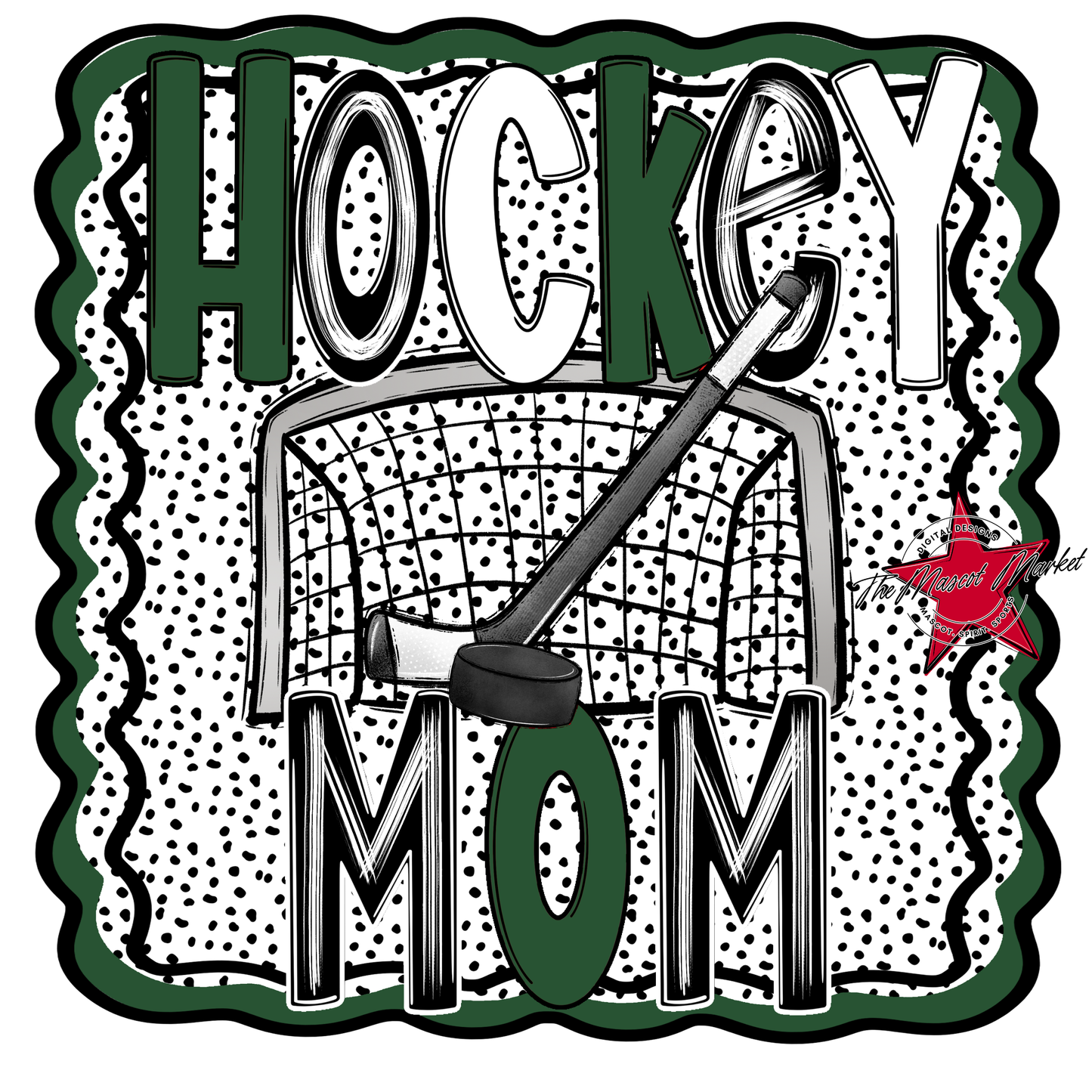 Hockey Mom Dot Design-Green