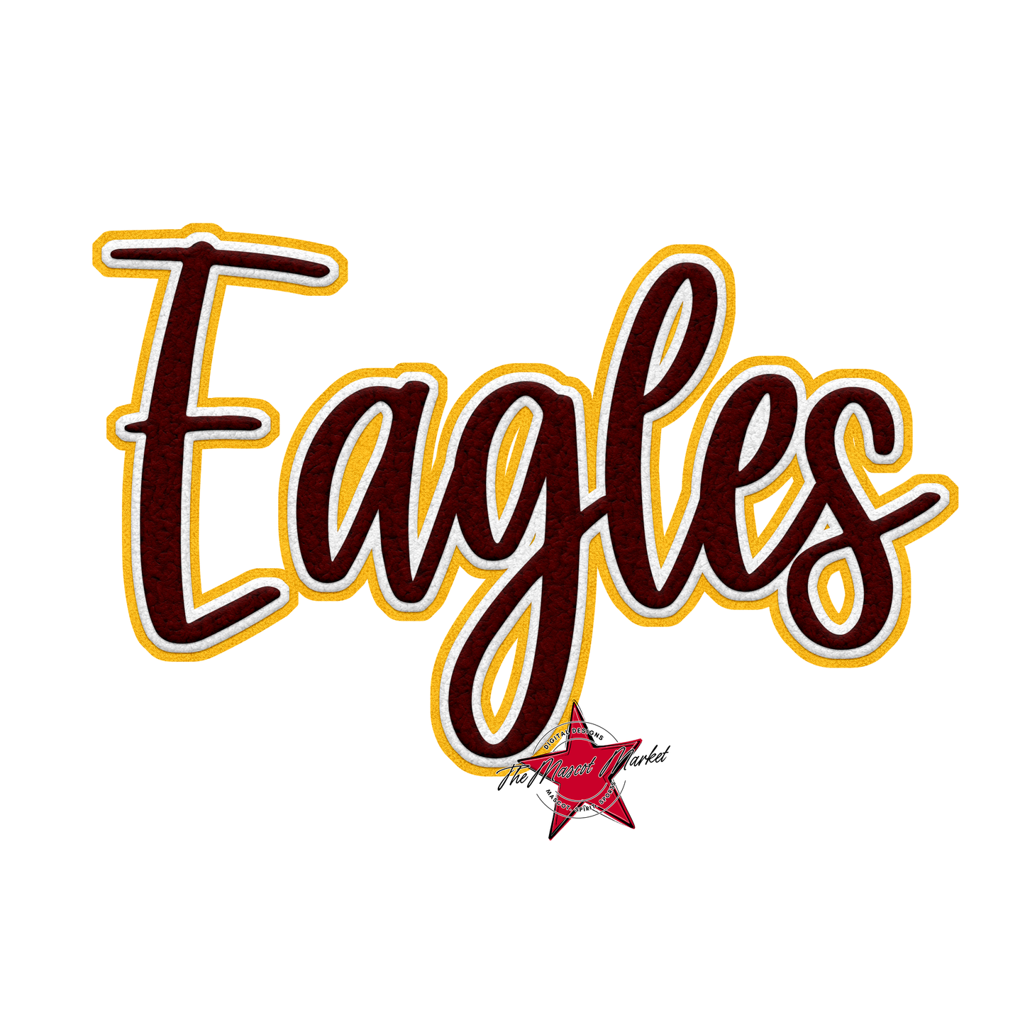 Eagles Faux Chenille Patch-Maroon-Yellow
