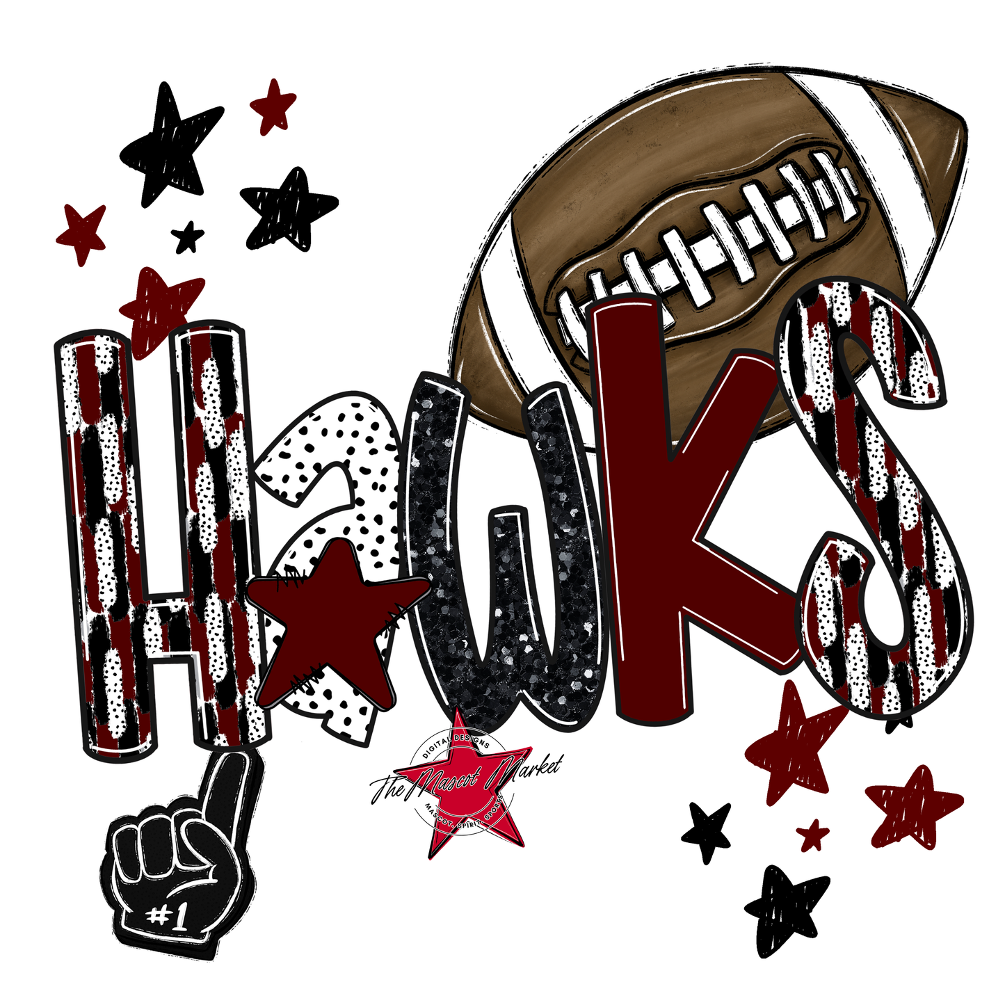 Hawks Football Scrape-Maroon