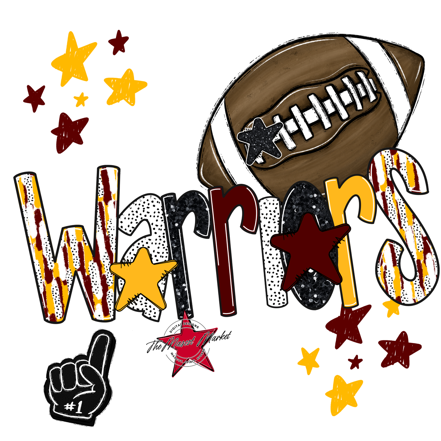 Warriors Football Scrape-Maroon-Yellow