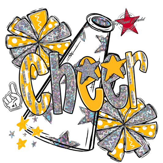 Cheer Megaphone Scrape Holigraphic-Yellow