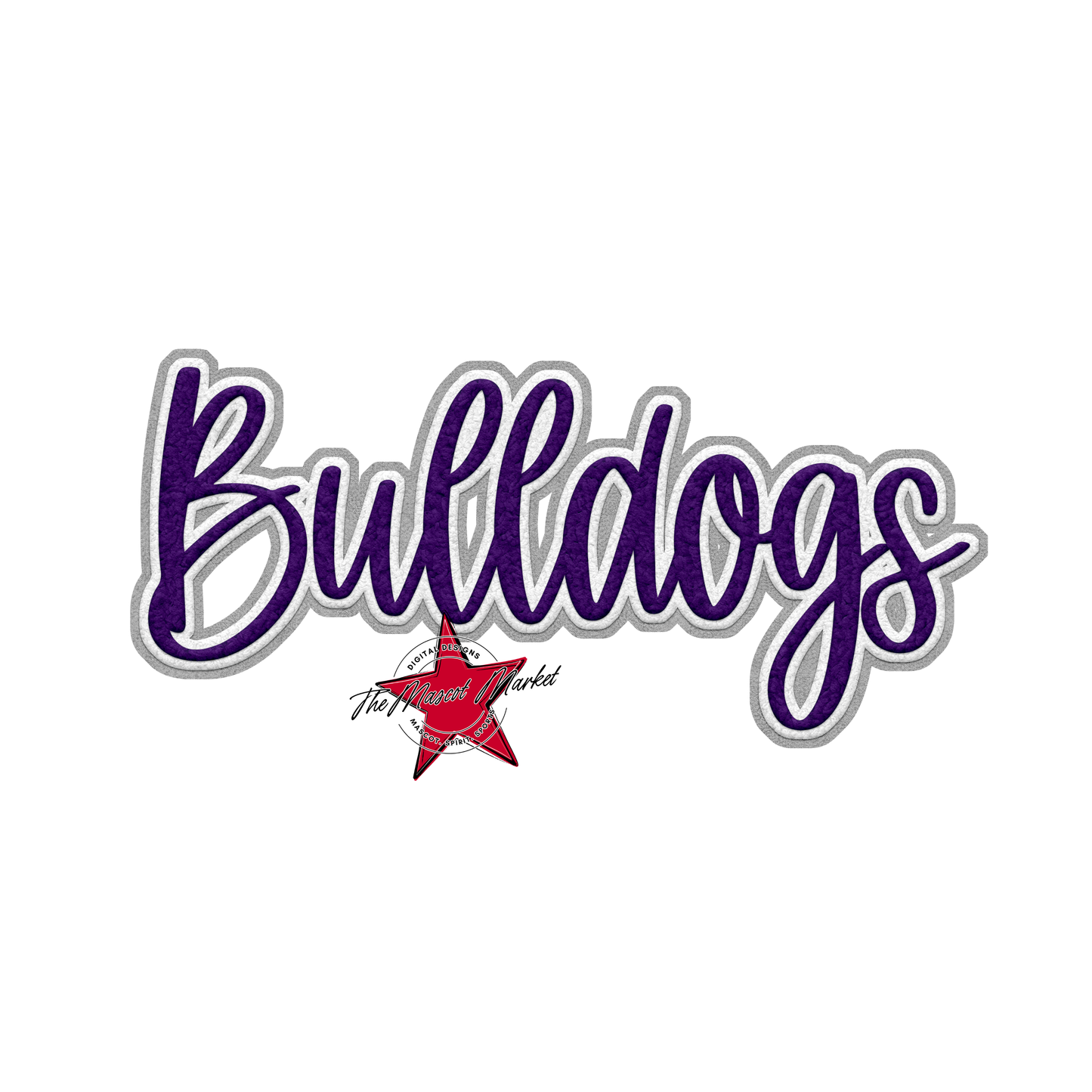 Bulldogs Faux Chenille Patch-Purple-Grey