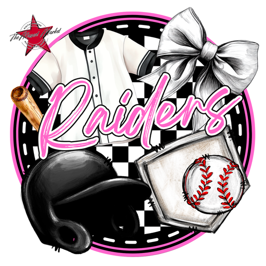 Raiders Circle Baseball Design-Baby Pink